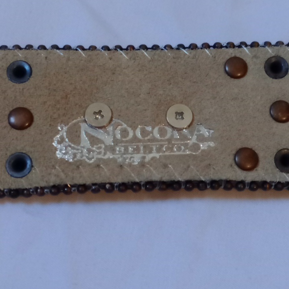 Nocona Brown Fur Belt with Rhinestone Accents - Picture 3 of 11